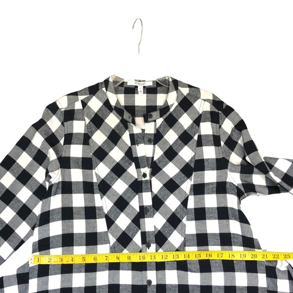 Derek Lam 10 Crosby Shirt Dress, Buffalo Plaid Flannel Cotton, Sz 8, Black White - Picture 12 of 15